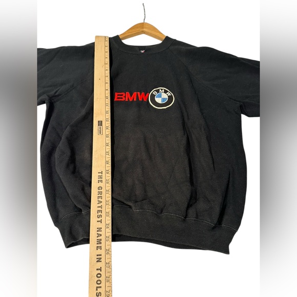 Vintage BMW Black Sweatshirt Made In USA Mens Size XL Distressed 80’s Logo - Picture 5 of 10
